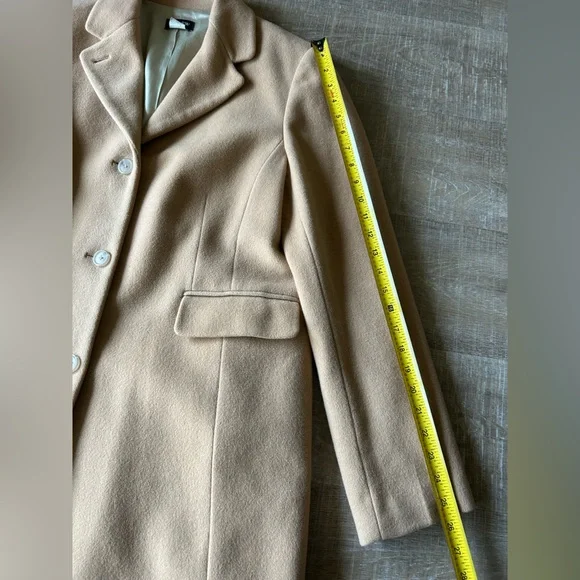 J.Crew Cashmere Wool Women’s Winter Pea Coat 16 beige Classic Longline Y2K - Picture 12 of 15